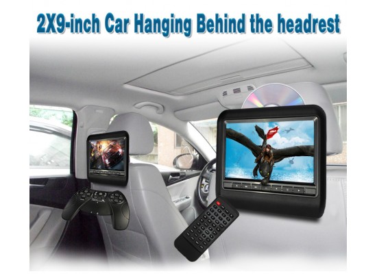 9"HD LCD Car Headrest Monitor CD, DVD, MP3 Player, Games, FM, IR, SD och USB